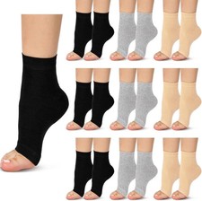 Breathable Toeless Socks for Women - 9 Pairs in Black, Gray, and Pale Yellow