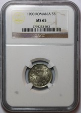 P379, Romania, Carol I, 5 Bani 1900, Brussels, NGC MS65