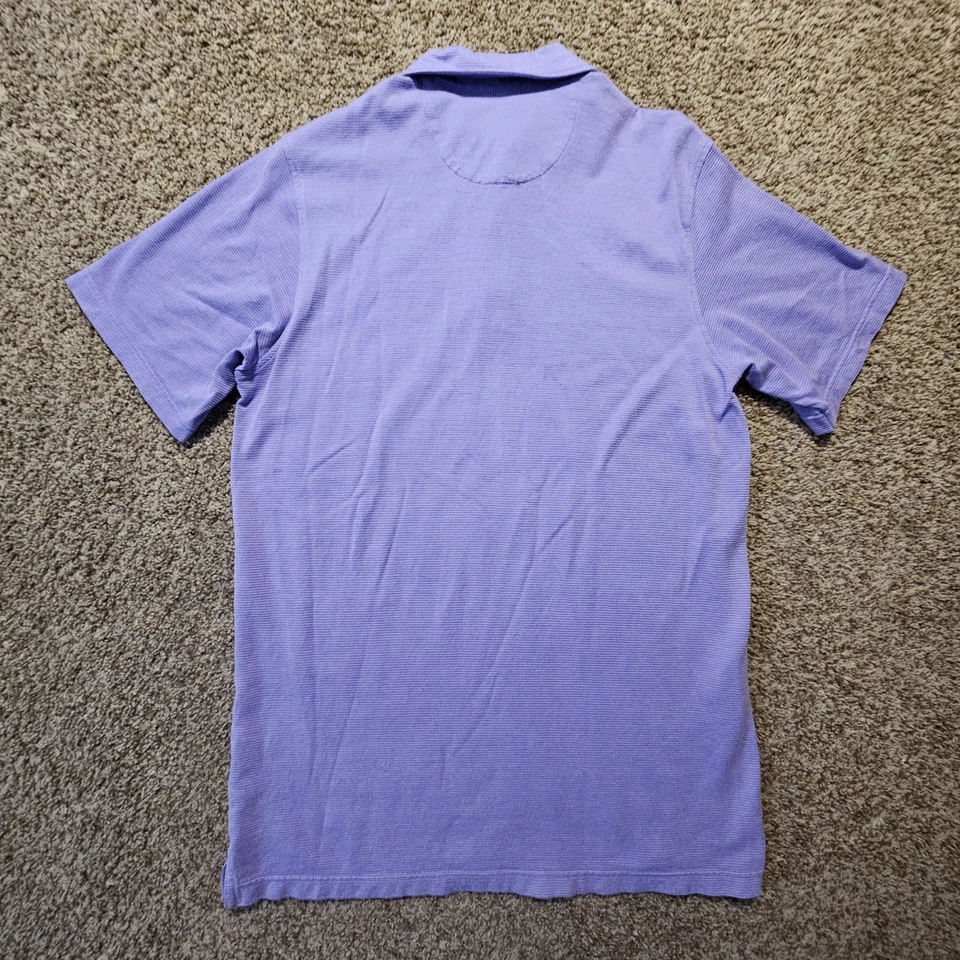 Polo de golf Clubhouse Collection Masters para hombre pequeño a rayas moradas hecho en Italia Foto 3 de 4