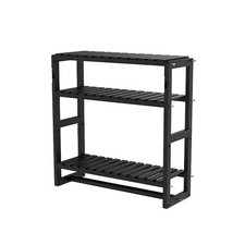 Bamboo Bathroom Shelves Organizer Towel Rack for Storage Black Adjustable 32523