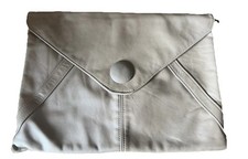 Vintage Tan Leather Envelope Style Clutch Handbag Smooth