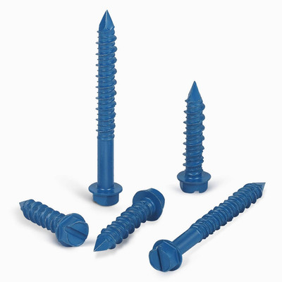 3/16'' X 1-1/4'' Concrete Screws, 100 PCS Blue Hex Washer Head Concrete Screws ...