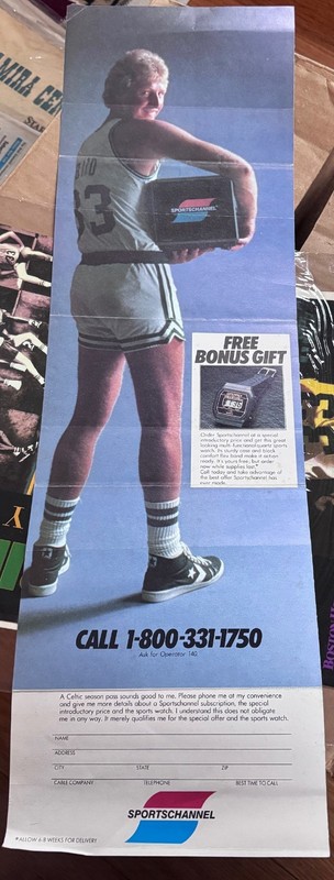Vintage Sportschannel Larry Bird Boston Celtics Promotional Mail Flyer