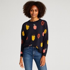 Ann Taylor Fall Themed Sweater Size Xs Navy Blue