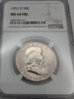 1953 D NGC MS64 FBL Franklin Silver Half Dollar
