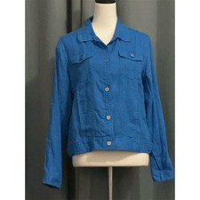 Jones New York Women's Blue Button-Up Jacket Size M Casual Spring