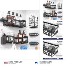 NESOMI 7-Pack Shower Caddy Adhesive,Stainless Steel Shower Organizer Shelf