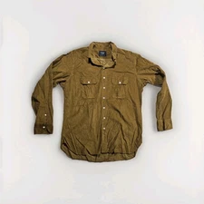 Drakes London Corduroy Twin Pocket Cotton Tan Work Shirt 17.5/XL Made In England