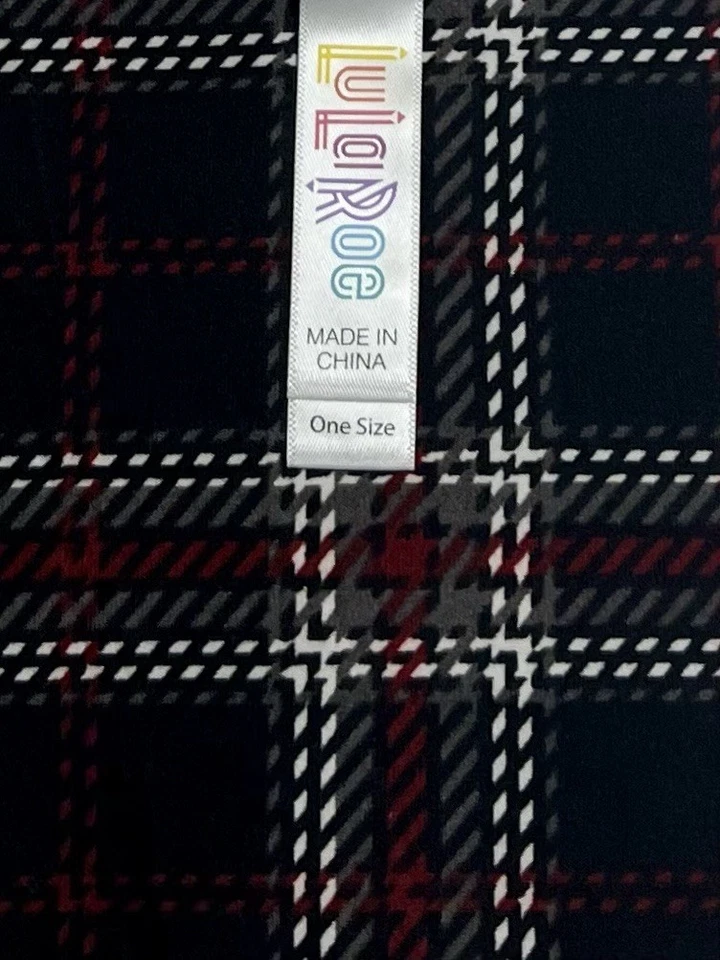 Леггинсы LuLaRoe OS один размер редкие рождественские в клетку праздничная полоса чек БЫСТРАЯ доставка - Изображение 4 из 4