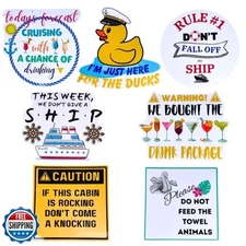 YJ PREMIUMS 7PC Funny Cruise Ship Magnets for Door Decorations Cabin Signs | 
