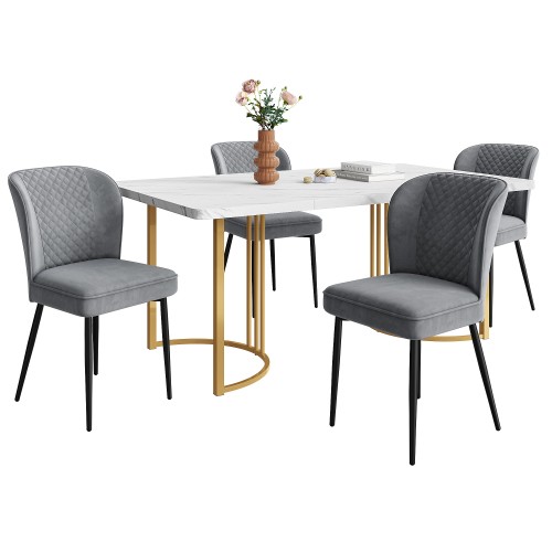 Grupo de comedor, (Juego,140×80×75cm Mesa de comedor con 4 sillas), Juego de mesa de cocina moderna - Imagen 14 de 33