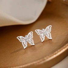 Butterfly Stud Earrings 925 Sterling Silver