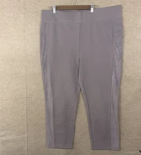 LOGO Lori Goldstein Leggings Womens Sz 2X Taupe Faux Suede Trim Stretch