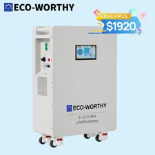 ECO-WORTHY 16.07kWh 48V 314AH LiFePO4 Battery Vertical Standing Solar Backup UPS