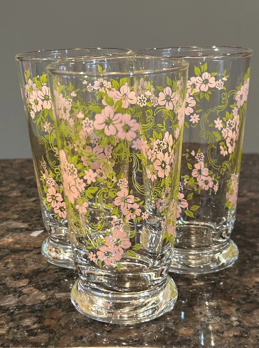 Vintage Floral Drinking Glasses In 40s, 50s, & 60s Glassware (Unknown  Maker) for sale | eBay