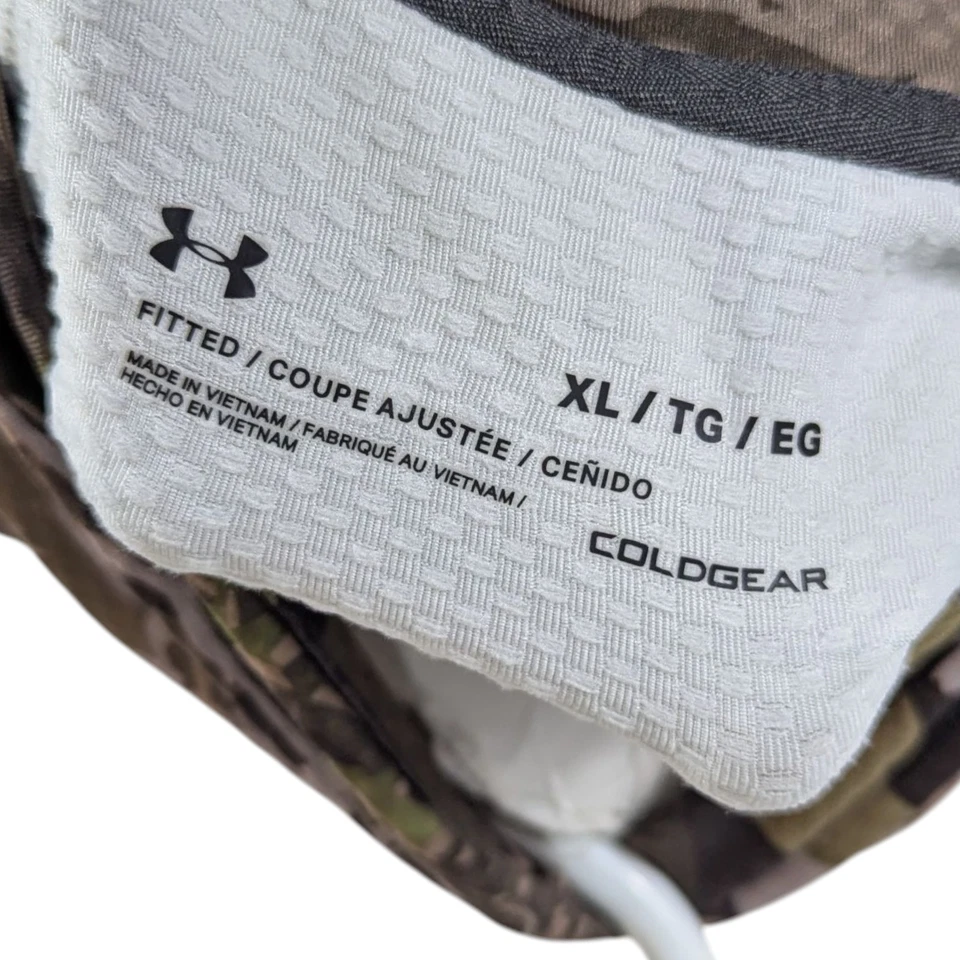 Womens Under Armour Coldgear Camo Baselayer XL Turtleneck Mock Textured Fitted - Image 3 of 4
