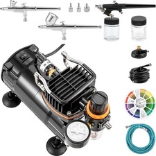 Airbrush Kit Dual-action Airbrush Compressor Art Makeup Model with 3 Airbrushes