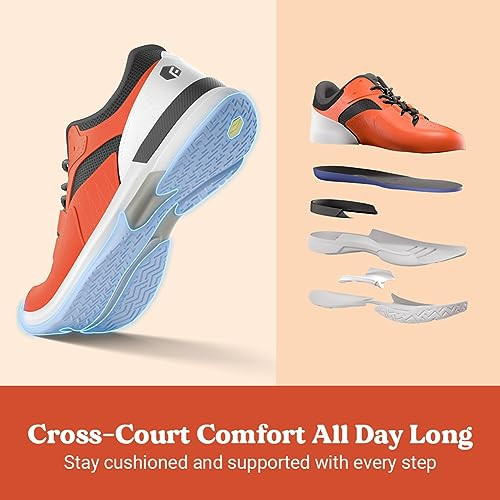 Scarpe da tennis uomo larghe Pickleball tutte le campi con arco 11 X-Wide arancione - Foto 5 di 7