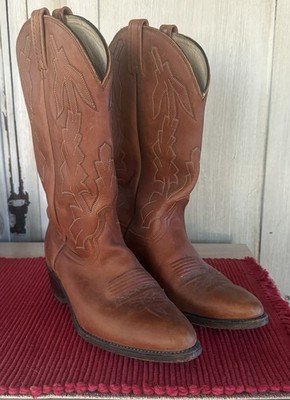 Vintage Brown Dan Post Leather Cowboy Boots Unisex Men s Size 8 Women s 9.5