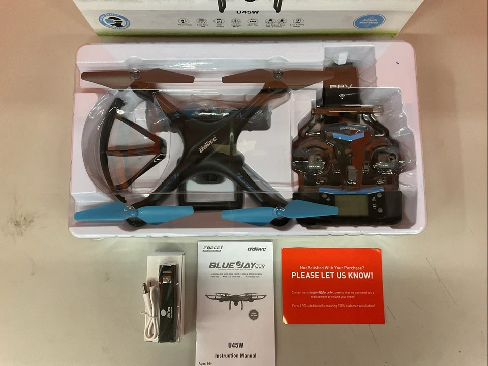 Force1 U45W FPV Drone Camera for Adults VR Ready Quadcopter RTF - BLACK/BLUE - Image 2 of 4