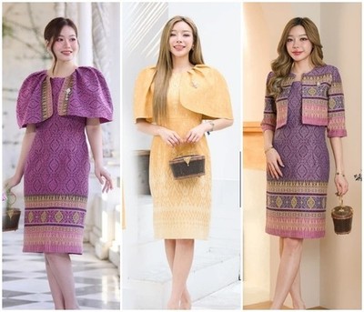 Thai style Dress Traditional Skirt Elegant Lady Fashion Beautiful Top-Set-Casual