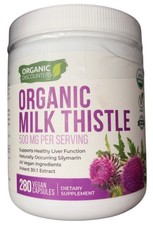 Organic Discounters USDA Organic Milk Thistle Extract Capsules 280 Count 03/2028