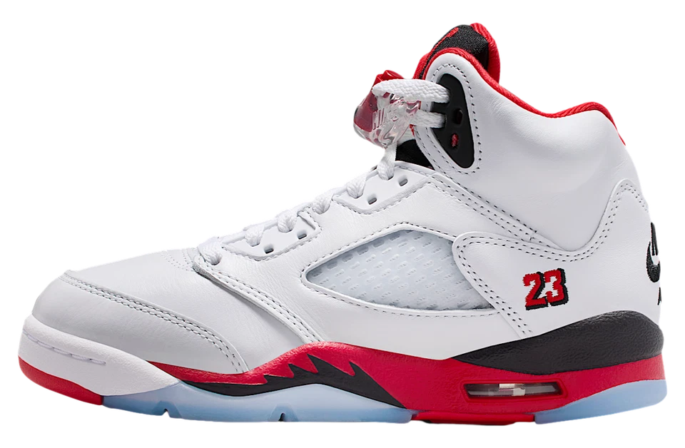 Nike Air Jordan 5 Retro OG (GS) Shoes White Fire Red HQ7980-101 Multi Sizes NEW - Image 3 of 4