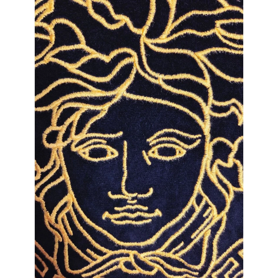Versace Sweatshirt Small Medium Medusa Embroidered Velour Black Gold Made Italy - Image 4 of 4