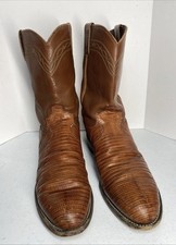 Vintage 3113 Made In USA Distressed Justin Lizard Skin Roper Boots, 9.5 E, Brown