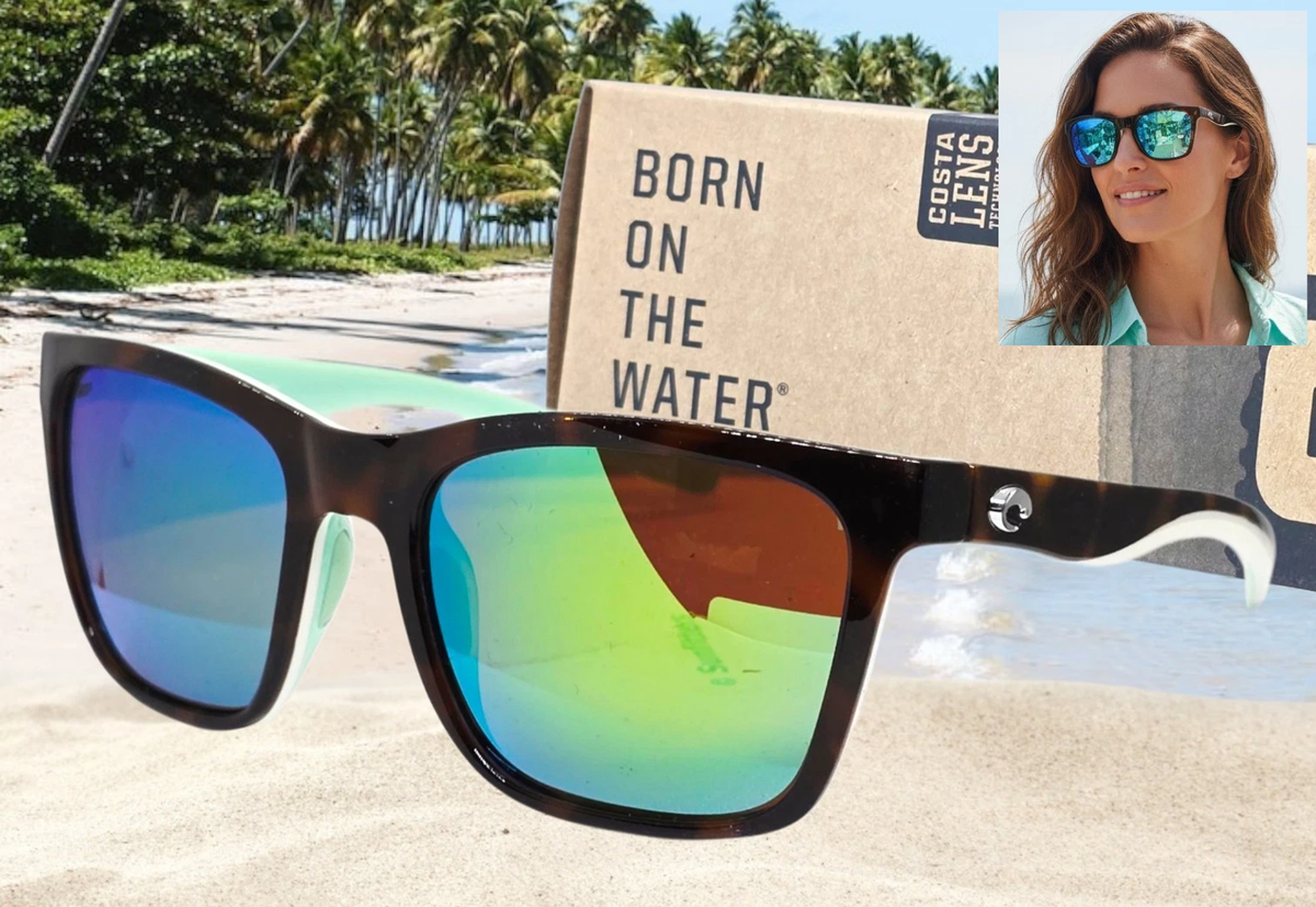 COSTA DEL MAR shiny tortoise/green mirror PANGA polarized 580P