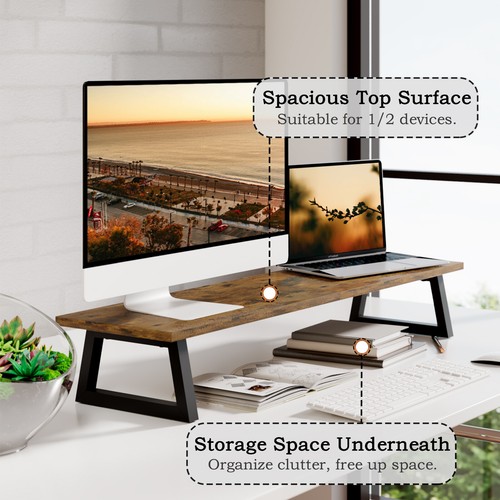31.5 inch Dual Monitor Stand Riser for Wood & Steel Desktop Riser Organization. - 第 33/35 張圖片