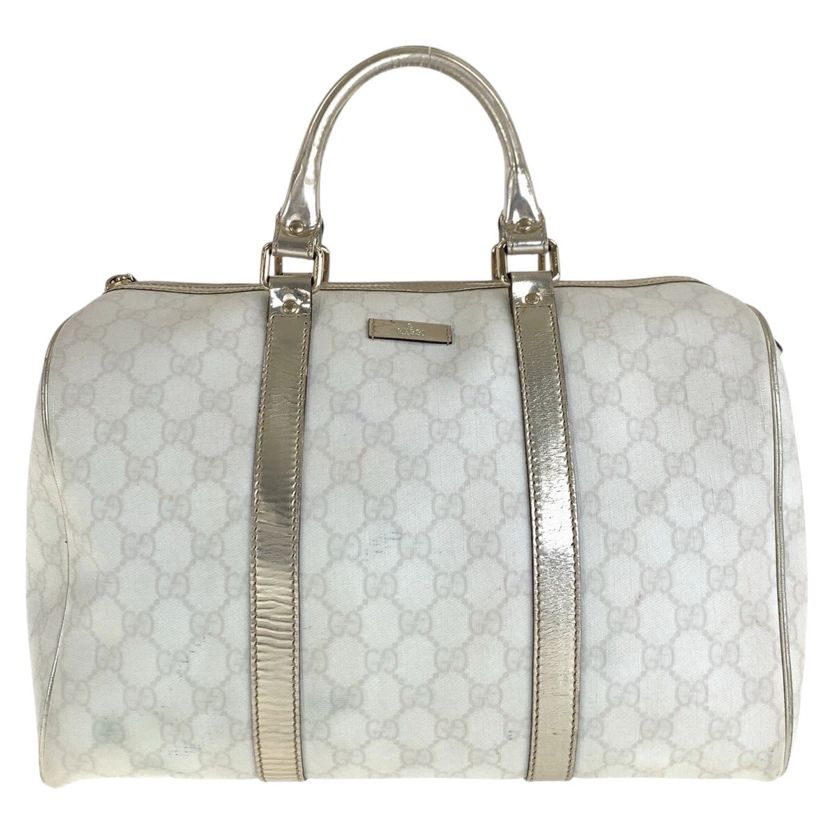 Sac à main GUCCI 193603 mini sac Boston or blanc GG Supreme toile/cuir