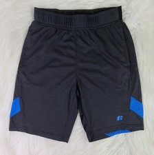 Russell Dri Power Active Wear Shorts Boys Size Medium 8 Drawstring Black Blue