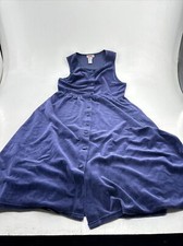 Vintage Fads Blue Velour Velvet Button Front Pleated Maxi Dress Size PM