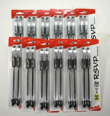 Pentel BK91BP2A  R.S.V.P. Ballpoint Pen Medium Black Ink 24 Piece 12 Packs of 2