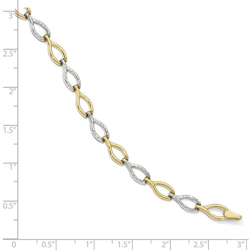 10k 10kt Two-tone Gold Polished Diamond Cut Bracelet 7.5 inch X 5.5 mm - Picture 2 of 2