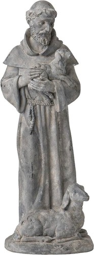 15.2 Inch Vintage St. Francis Sculpture - Resin Garden Decoration with Sheep - Picture 3 of 12