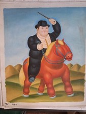 DIPINTO A MANO - FERNANDO BOTERO - OLIO SU TELA FALSO D'AUTORE 50X60 CM CANVAS