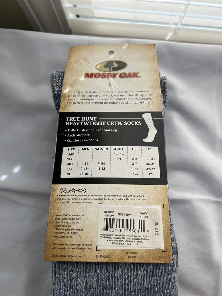 MOSSY OAK MEN'S TRUE HUNT HEAVYWEIGHT CREW SOCKS..MED. SHOE SZ. 7 - 10.5. 2PR - Image 4 of 4