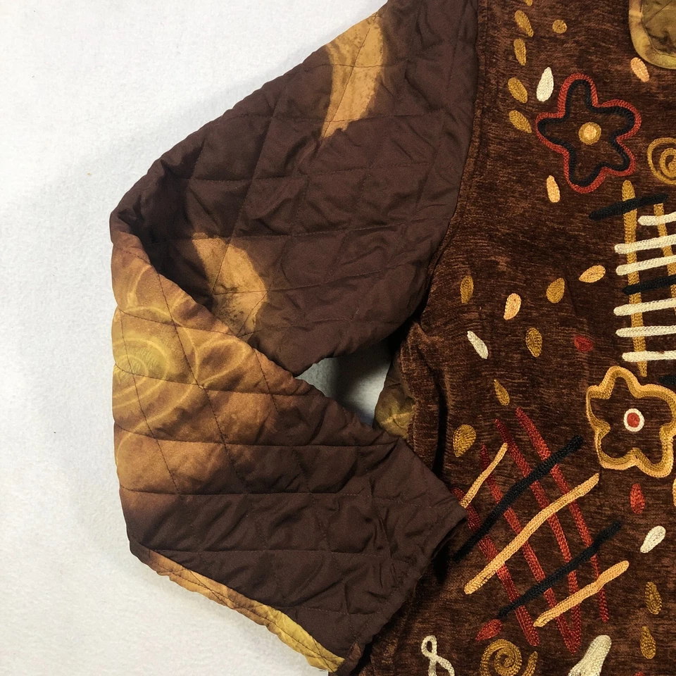 Chaqueta acolchada Indigo Moon para mujer talla L bordada botón delantero reversible nueva con etiquetas Foto 4 de 4