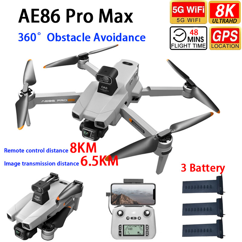 AE86ProMax Drone GPS 3-axis Gimbal 8K HD Camera 360° Obstacle Avoidance 8KM