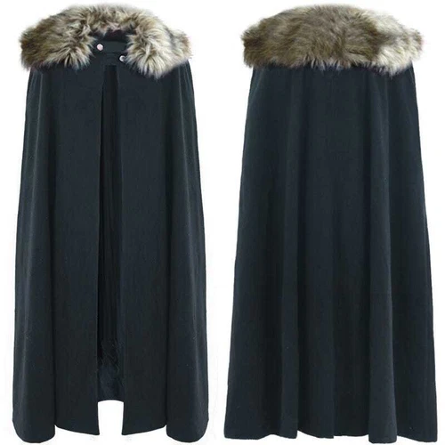 N210 Game of Thrones Medieval Knight Fur Cape Cloak Renaissance Viking Costume - Picture 9 of 9