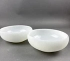 E.O Brody Co. Milk Glass Ribbed Bowls Set of 2 Farmhouse Cleveland Ohio Vtg