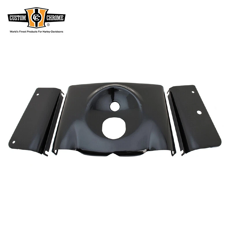Kit de cubiertas de latas de horquilla negras lisas de 3 piezas para Harley Softail FLST 2000-2015 Foto 2 de 2