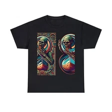 Unisex Adult Horror Zombie T Shirt Timewarp Art Nouveau Tee Scary Trippy Monster