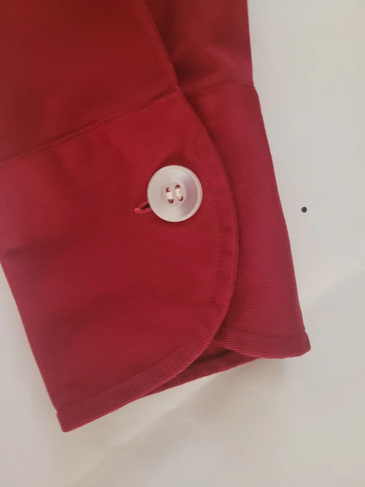 70s Lancer Kingspoint California Mens Burgundy Long Sleeve Flip Cuff Shirt Sz M - Image 3 of 4