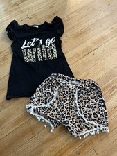 Girl Two Piece Outfit Shorts Leopard Print T-shirt And Shorts XXL 10-12