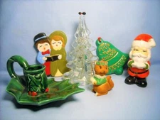 Vintage Holly Berry Ceramic Christmas Finger Candle Holder & more