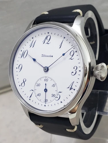 Illinois 12s Pocket Marriage Watch Conversion 44mm SS Wrist Watch 1907 Movement