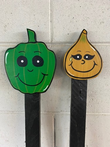 Vegetable Veggie Stakes Vegetable Garden Markers wood outdoor garden sign - Picture 2 of 15
